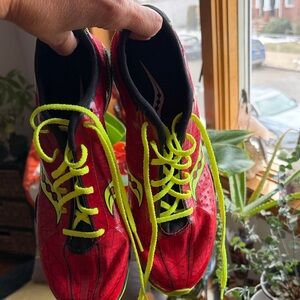 Saucony Vibrant Red Sneakers with Neon Accents